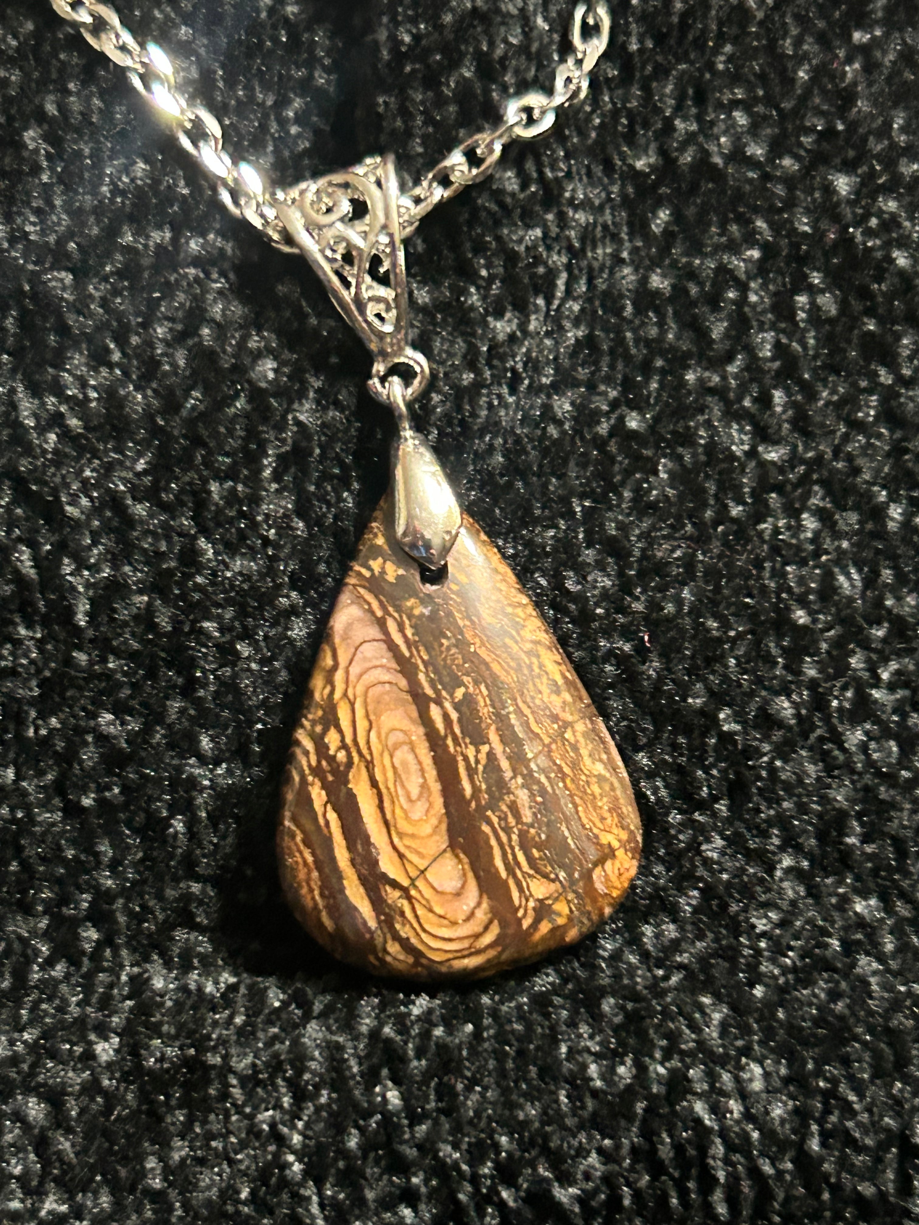 Australian Jasper Pendant on 20” Stainless Steel Chain