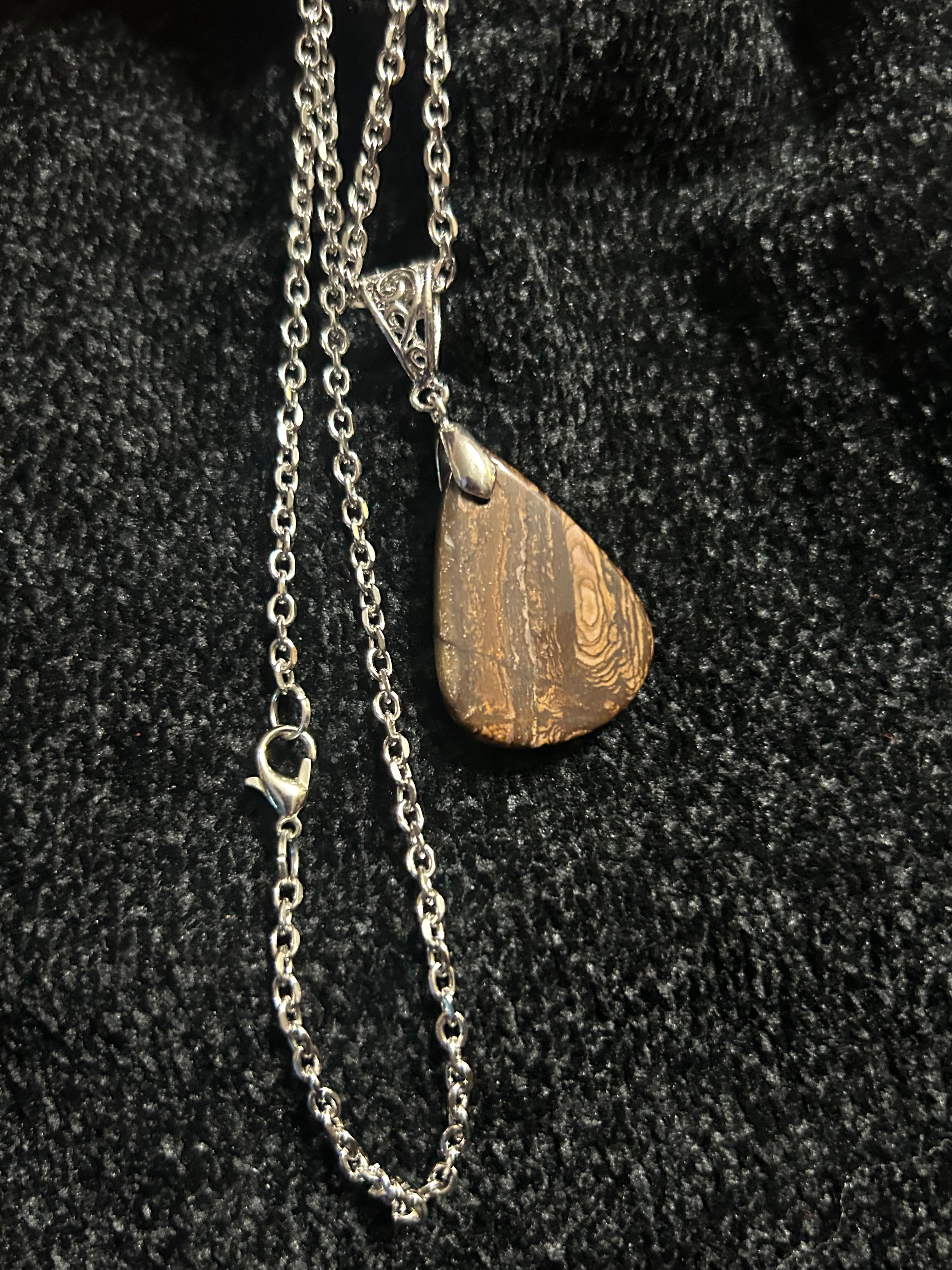 Australian Jasper Pendant on 20” Stainless Steel Chain