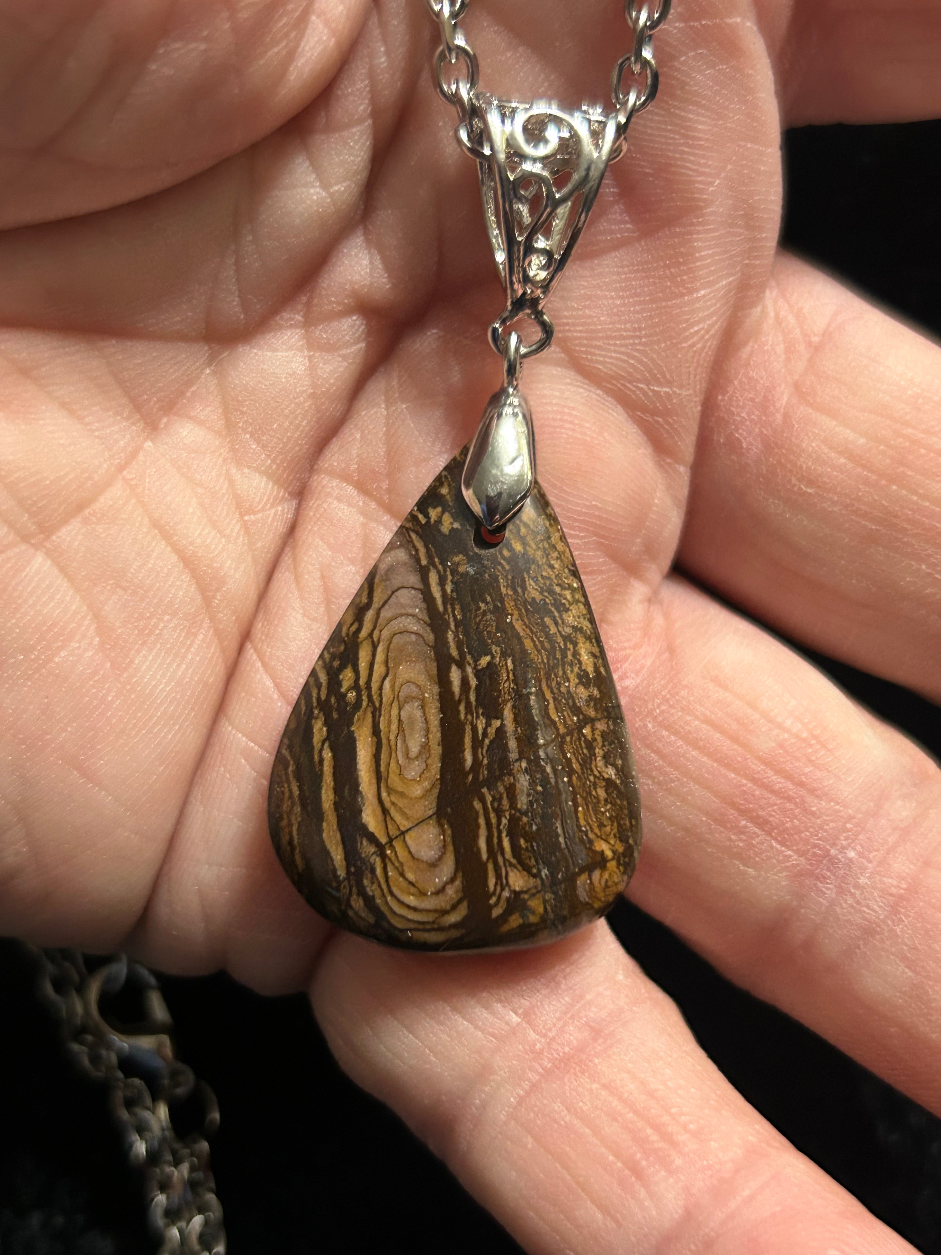 Australian Jasper Pendant on 20” Stainless Steel Chain